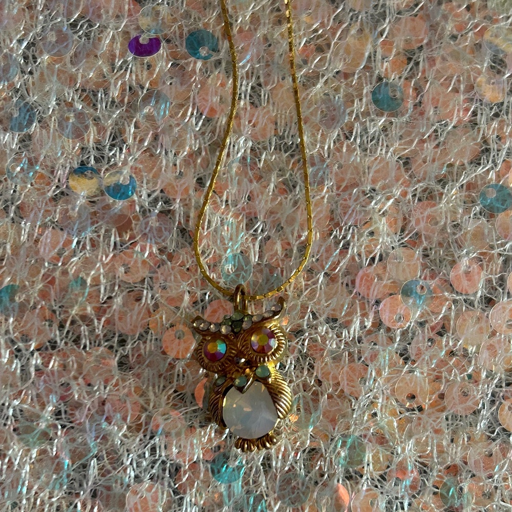 18 Karat Gold Plated Owl Necklace